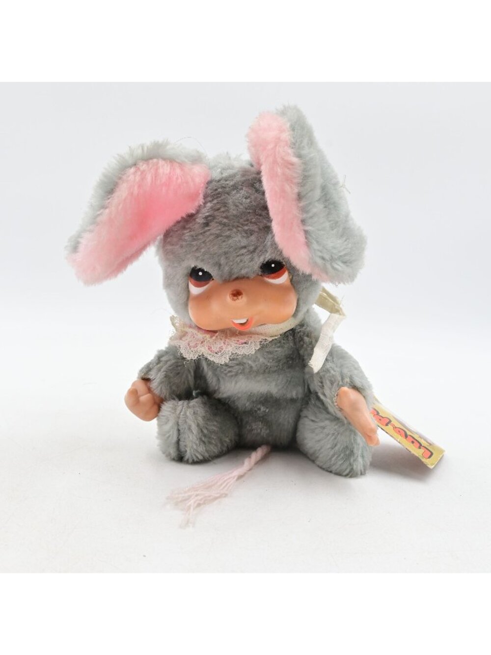 Russ ZuZu Anthropomorphic Mouse Gray Plush Plastic Face Vintage 1979 W/ Tag